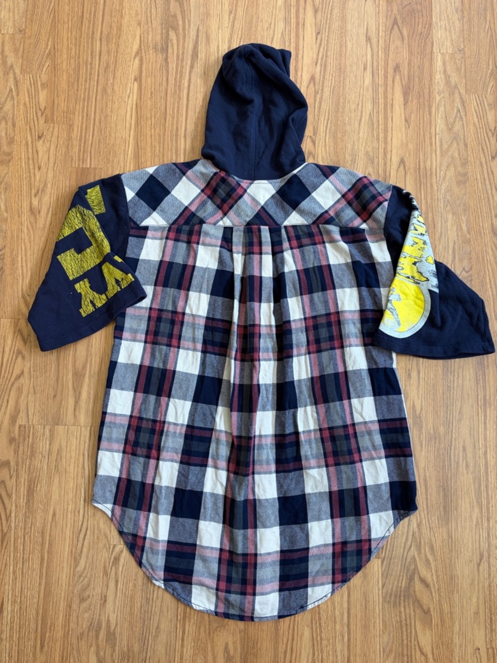 Free People  Hooded Flannel Shirt Jacket Short Sleeves